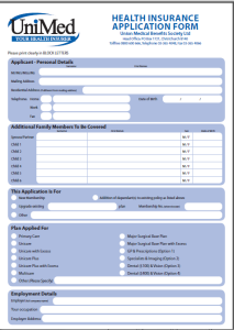 UniMed_Private_App_Form